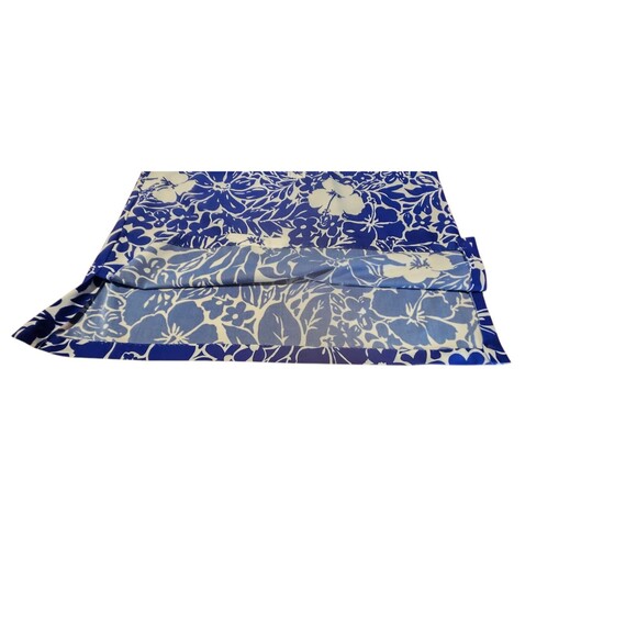 VTG Hawaii Nei Honolulu Hawaiian Floral Camp Blue White Shirt 60s 70s Appx Large - Picture 8 of 8